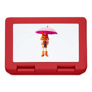 Wooden rabbit with umbrella - Lunchbox - red - Front
