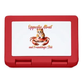 Chat sur un crabe - amitié - Boîte à goûter - rouge - Devant