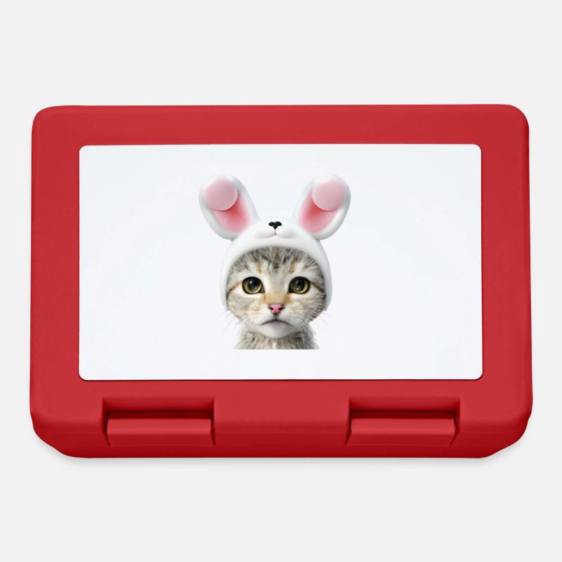 Cat with rabbit ears - Lunchbox - red