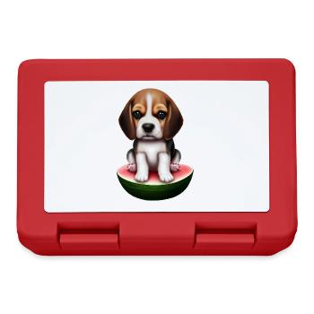 Baby Beagle auf Wassermelone - Brotdose - Rot - Vorne