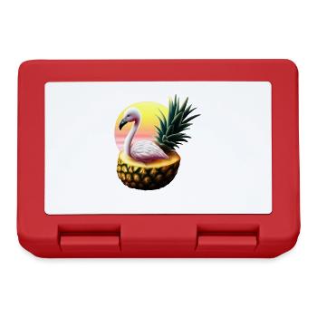 Flamant rose à l’ananas au coucher du soleil - Boîte à goûter - rouge - Devant