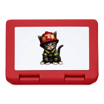 Feuerwehr Katze - Brotdose - Rot - Vorne