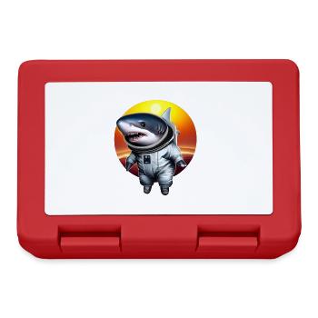 Haifisch Astronaut im Sonnenuntergang - Brotdose - Rot - Vorne