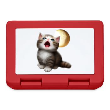 Chat miaulant vers la lune - Boîte à goûter - rouge - Devant