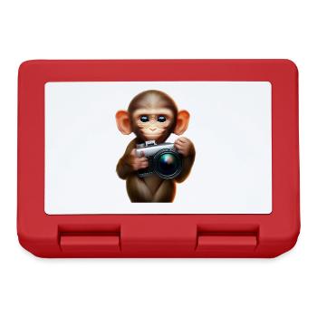 Little Monkey with Camera - Photographer Monkey - Lunchbox - red - Front