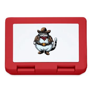 Fat Cowboy Cat - Lunchbox - red - Front