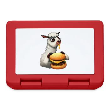 Cheeseburger essendes Lama - Brotdose - Rot - Vorne