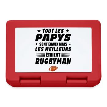 Papy Ancien Rugbyman Cadeau Fête Grand Père - Boîte à goûter - rouge - Devant