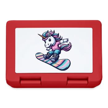 Einhorn Snowboard Snowboarderin Winter Wintersport - Brotdose - Rot - Vorne