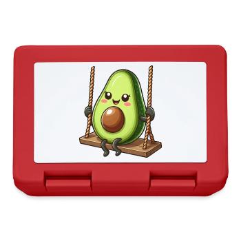 Cute Avocado Swinging Playground Cartoon Comic - Lunchbox - red - Front