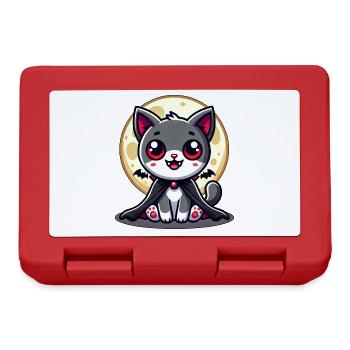 Cute Halloween Cat Vampire Bat Cartoon - Lunchbox - red - Front