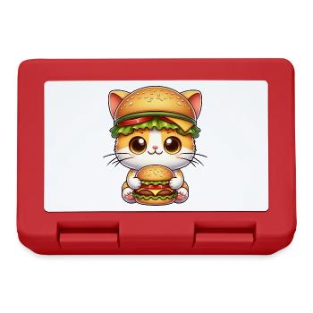 Chat fantaisiste avec chapeau de cheeseburger Fast - Boîte à goûter - rouge - Devant