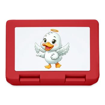 Cute Duck Angel Wings Halo Cartoon - Lunchbox - red - Front