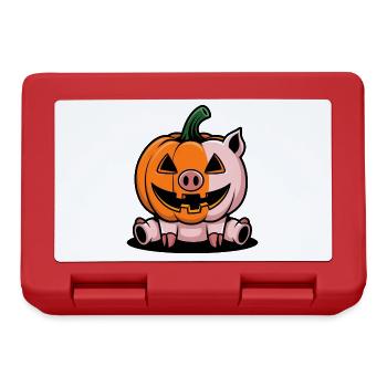 Halloween Pig Pumpkin Comic Funny Whimsical - Lunchbox - red - Front