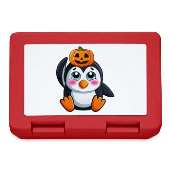 Mignon Halloween Pingouin Citrouille Dessin Animé Design - Boîte à goûter - rouge - Devant