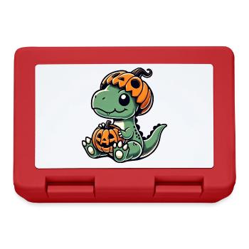 Mignon Halloween Dino T-Rex Dessin animé Citrouille - Boîte à goûter - rouge - Devant