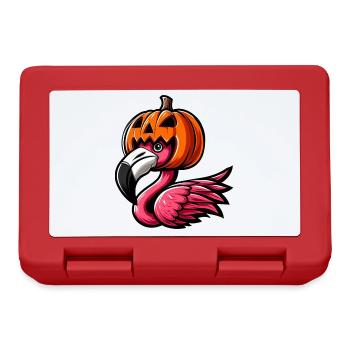 Lustiger Halloween-Kürbis Flamingo Herbst - Brotdose - Rot - Vorne