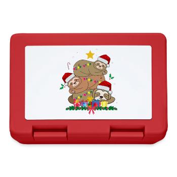 Weihnachtsfaultier - Brotdose - Rot - Vorne