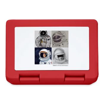 Zeichnung eines Astronauten - AI-Art - Brotdose - Rot - Vorne