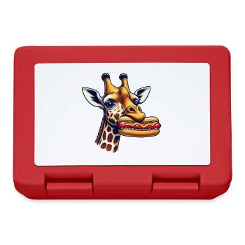 Giraffe enjoys hot dog - Lunchbox - red - Front