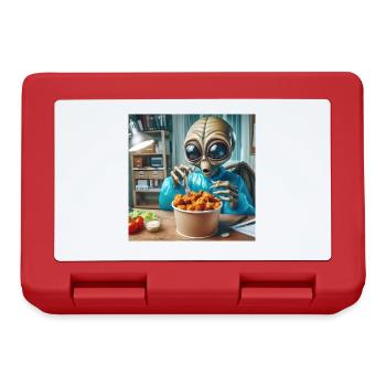 Alien découvre de délicieuses ailes de poulet - Boîte à goûter - rouge - Devant