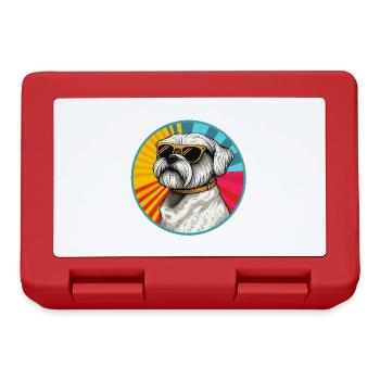 Sunburst Pup with Retro Sunglasses - Lunchbox - red - Front