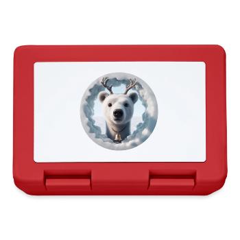 Reindeer head looking through ice - Lunchbox - red - Front
