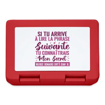 Enfant J'ai un Secret Je Vais être Grande Sœur - Boîte à goûter - rouge - Devant