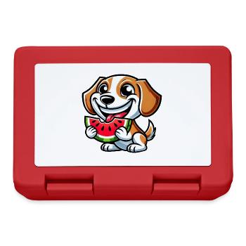 Beagle Wassermelone süßer Hund mit Melone Sommer - Brotdose - Rot - Vorne