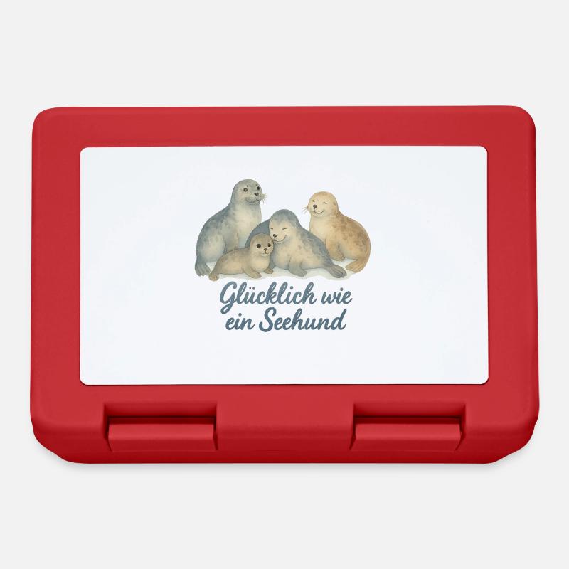Happy seals in watercolor - Lunchbox - red