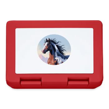 Tinker stallion galloping in mountain landscape - Lunchbox - red - Front