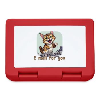Composition du chat : chaton par courrier sur le PC - Boîte à goûter - rouge - Devant