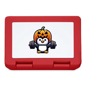 Halloween Penguin with Dumbbell Weightlifting Pumpkin - Lunchbox - red - Front