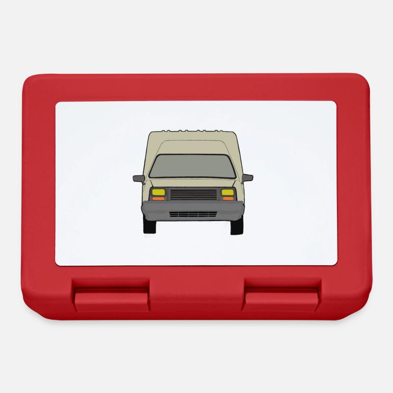 Beige Français Van Car Oldtimer - Boîte à goûter - rouge