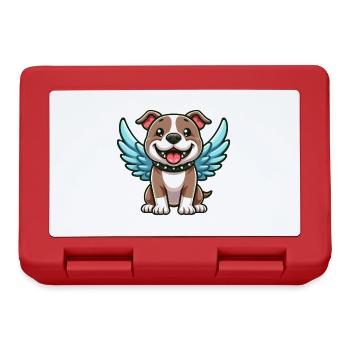 Mignon Pitbull Angel Dessin animé avec des ailes - Boîte à goûter - rouge - Devant