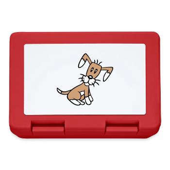 chien assis mignon petit chiot heureux animal de compagnie - Boîte à goûter - rouge - Devant