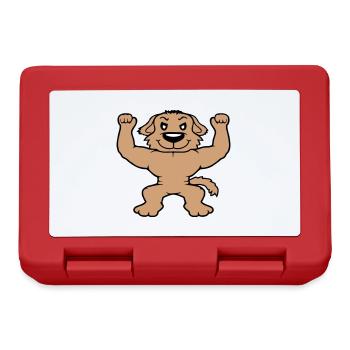 Dog Bodybuilder Strong Muscles Gym Weightlifting - Lunchbox - red - Front