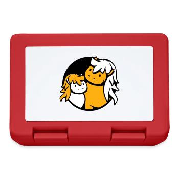 2 Mignon Chevaux Enfant Famille Maman Papa Maman Père - Boîte à goûter - rouge - Devant