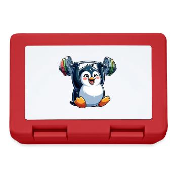 Penguin with dumbbell: fitness training - Lunchbox - red - Front