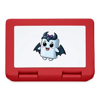 Süßer Marshmallow Vampir Cartoon Halloween Design - Brotdose - Rot - Vorne