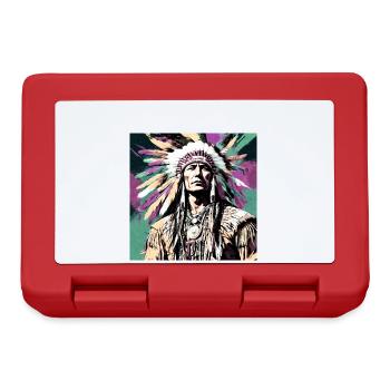 Winnetou,Indien,Illustration,Graffiti,Coloré,Beige - Boîte à goûter - rouge - Devant
