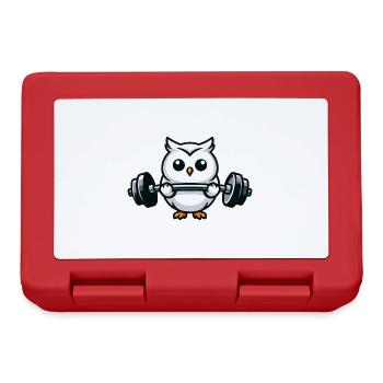 Schneeeule Gewichtheber Hantel Fitness Workout - Brotdose - Rot - Vorne