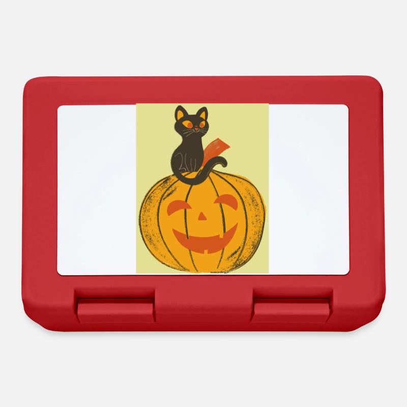 Halloween cat and pumpkin. - Lunchbox - red