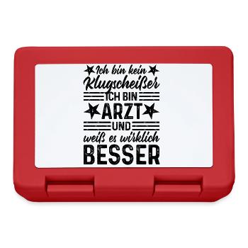 Arzt lustiger Spruch Ich bin kein Klugscheißer - Brotdose - Rot - Vorne