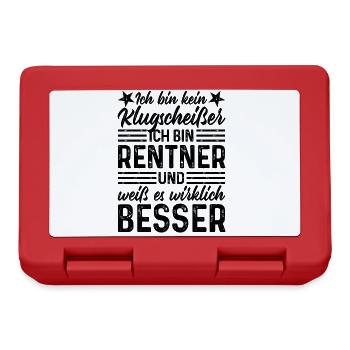 Rentner Ich bin kein Klugscheißer Ruhestand Rente - Brotdose - Rot - Vorne