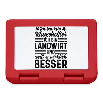 Landwirt lustiger Spruch Ich bin kein Klugscheißer - Brotdose - Rot - Vorne