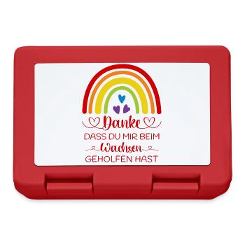 Boho Regenbogen bunt Danke sagen Kita Kindergarten - Brotdose - Rot - Vorne