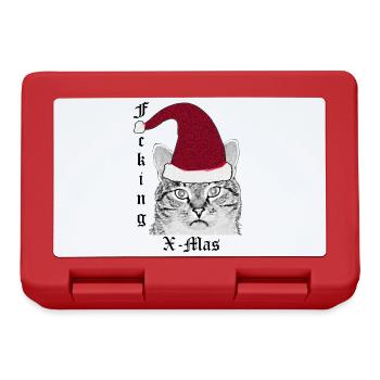 Katze mit Nikolausmütze (F#ck#ng X-Mas) - Brotdose - Rot - Vorne