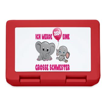 Ich werde eine große Schwester 2024 - Brotdose - Rot - Vorne