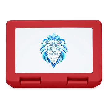 tête de lion bleu motifs géométriques polygones - Boîte à goûter - rouge - Devant